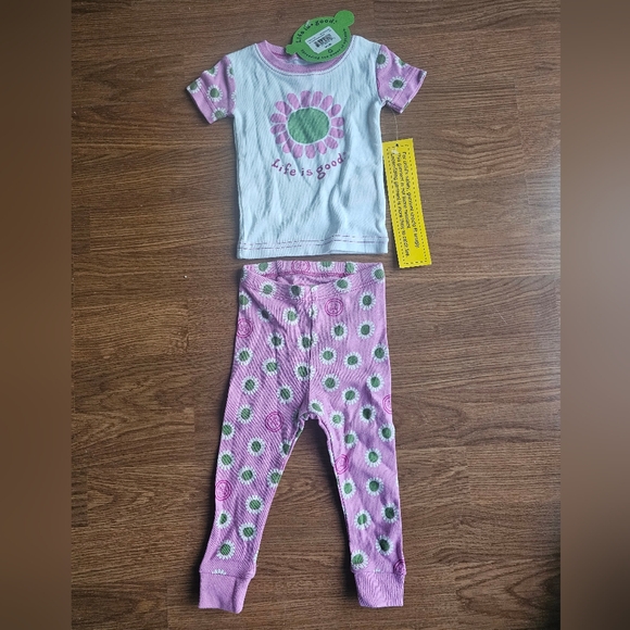 Life Is Good Other - Life is Good Pink White Daisy Print Top & Stretchy Pants Girl's Size 0-3 Months